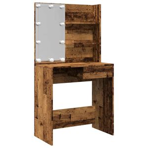 vidaXL Dressing Table with LED Old Wood 74.5x40x141 cm