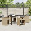 vidaXL Garden Dining Set with Cushion 5 pcs Beige Poly Rattan