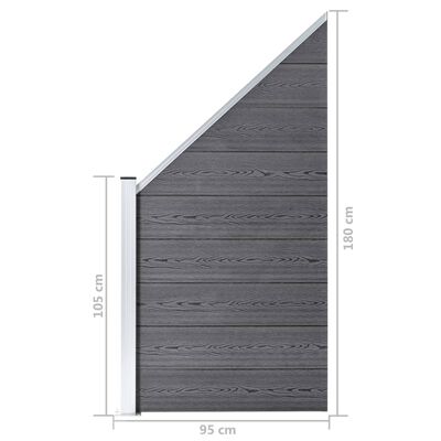 vidaXL WPC Fence Set 10 Square + 1 Slanted 1830x186 cm Grey