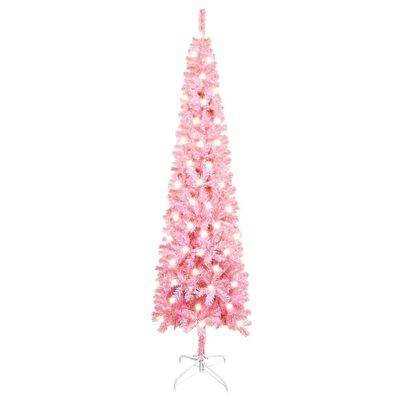 vidaXL Slim Pre-lit Christmas Tree Pink 150 cm