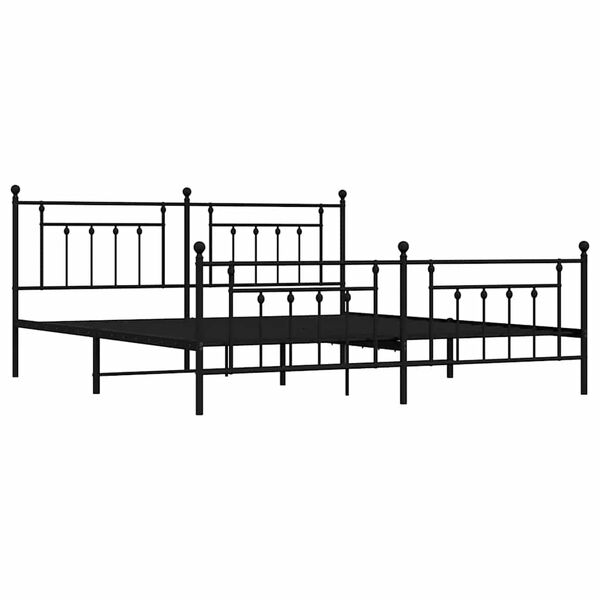 vidaXL Metal Bed Frame without Mattress with Footboard Black 193x203cm