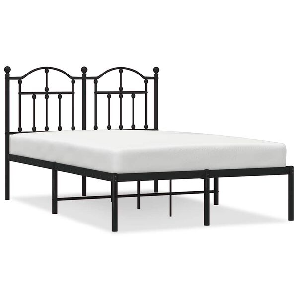 vidaXL Metal Bed Frame without Mattress with Headboard Black 120x190cm