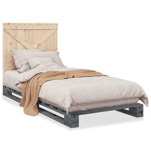 vidaXL Bed Frame without Mattress Grey 90x200 cm Solid Wood Pine
