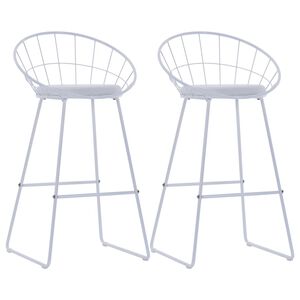vidaXL Bar Stools 2 pcs White Faux Leather