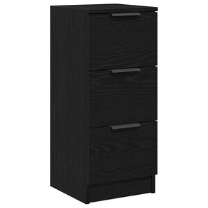 vidaXL Sideboard with Drawer Black Oak 30 x 30 x 70 cm Engineered Wood