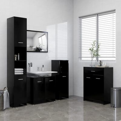 vidaXL 4 Piece Bathroom Furniture Set Black
