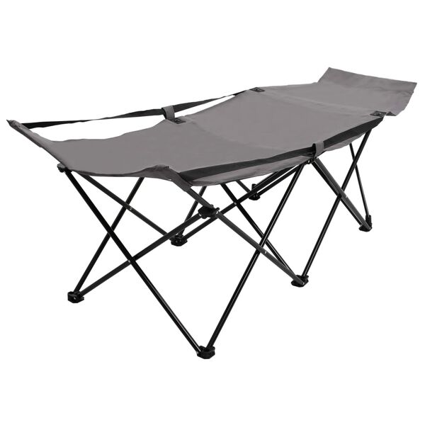 vidaXL Folding Sun Lounger Grey Steel