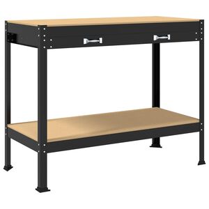 vidaXL Workbench Black 114 x 54 x 91 cm Engineered Wood and Metal
