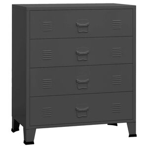 vidaXL Drawer Cabinet | Anthracite | Metal | Medium | Drawer Cabinet