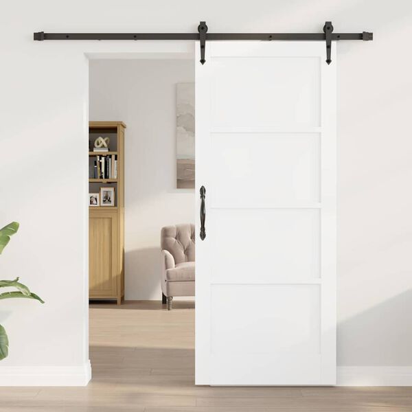 vidaXL Sliding Door ORKDAL White and Black 83 x 202 cm Solid Pine Wood