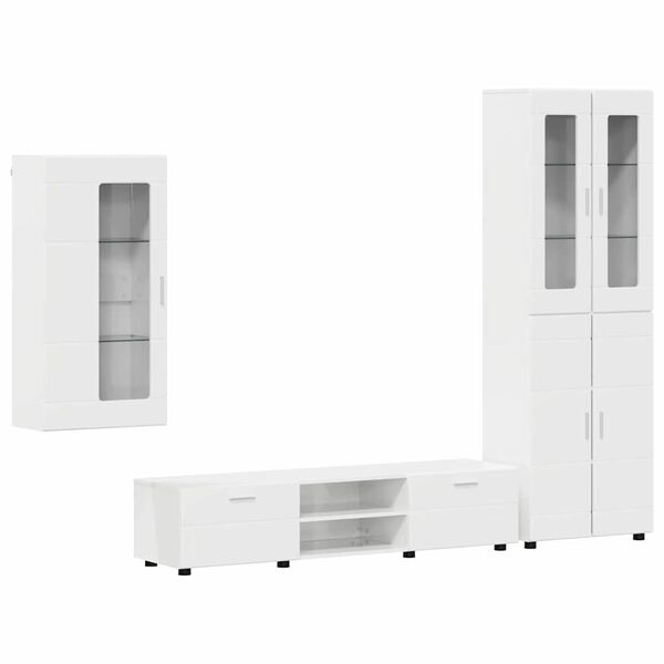 vidaXL TV Cabinet Set FLORIN High Gloss White Engineered Wood