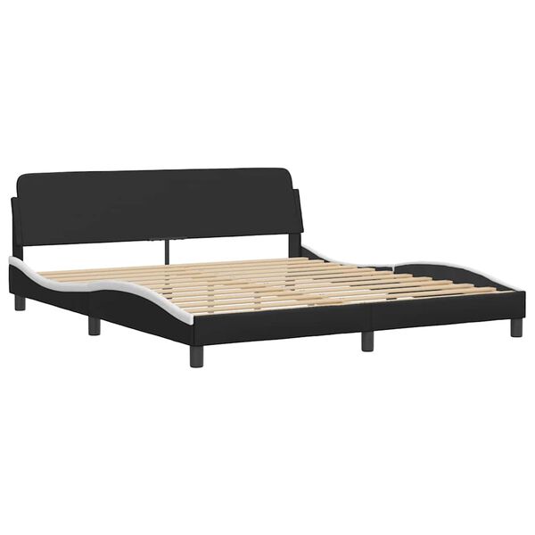 vidaXL Bed Frame "Dover" Black and White 180x200 cm Super King Faux Leather