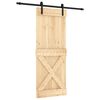 vidaXL Sliding Door Natural and Black 80 x 210 cm Solid Pine Wood