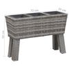 vidaXL Garden Raised Bed with Legs and 3 Pots 72x25x50 cm Poly Rattan Grey