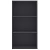 vidaXL 3-Tier Book Cabinet Grey 60x30x114 cm Engineered Wood