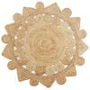 vidaXL Area Rug | Natural | Braided jute | 150 cm diameter | Decorative Inlays