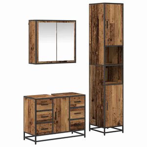 vidaXL Bathroom Furniture Set 3 pcs Old Wood Engineered Wood