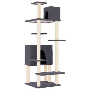 vidaXL Cat Tree with Sisal Scratching Posts Dark Grey 154 cm