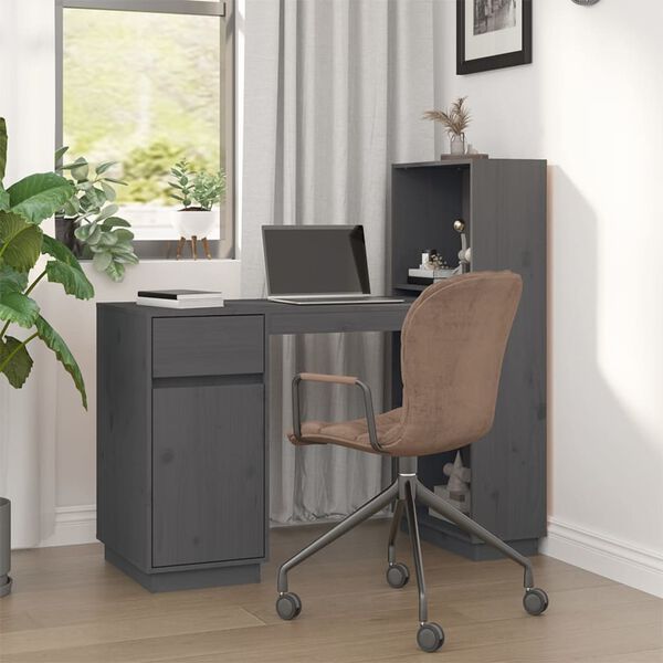 vidaXL Desk Grey 110x53x117 cm Solid Wood Pine