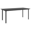 vidaXL Garden Dining Table Black 190x90x74 cm Steel and Glass