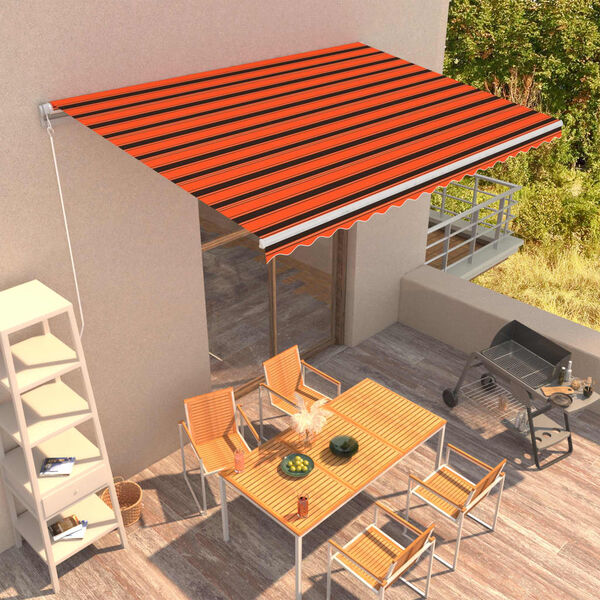 vidaXL Manual Retractable Awning 450x300 cm Orange and Brown
