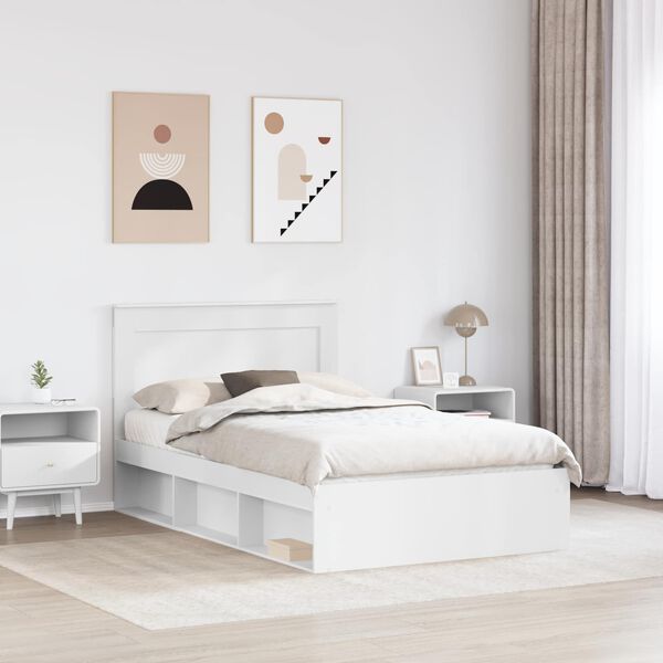 vidaXL Bed Frame with Headboard White 120 x 200 cm Solid Pine Wood