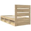 vidaXL Bed Frame with Headboard Sonoma Oak 75 x 190 cm Solid Pine Wood