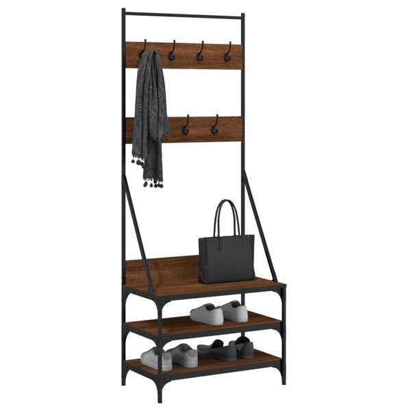 vidaXL Clothes Rack with Shoe Storage Brown Oak 70x40x184 cm