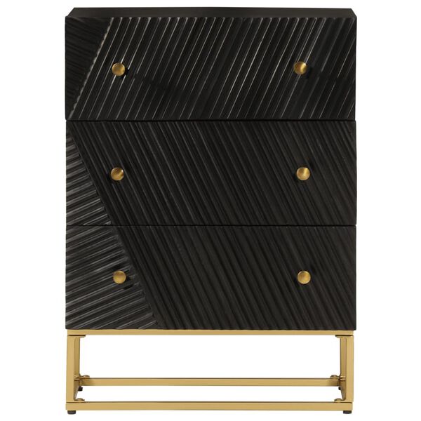 vidaXL Chest of Drawers Black 55x30x76 cm Solid Wood Mango and Iron
