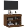vidaXL TV Wall Cabinet with LED Lights Brown Oak 60x30x40 cm