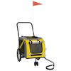 vidaXL Pet Bike Trailer Yellow and Grey Oxford Fabric and Iron