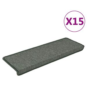 vidaXL Stair Mats 15 pcs 65x21x4 cm Dark Green Rectangular Edge