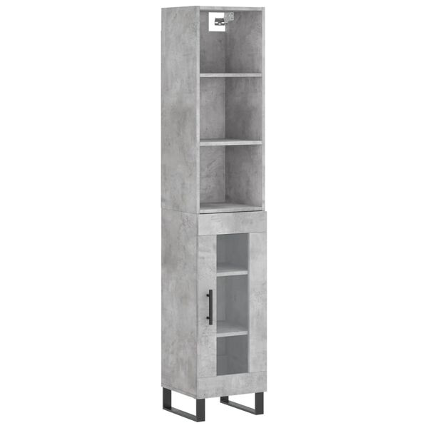 vidaXL Highboard Concrete Grey 34.5x34x180 cm Engineered Wood