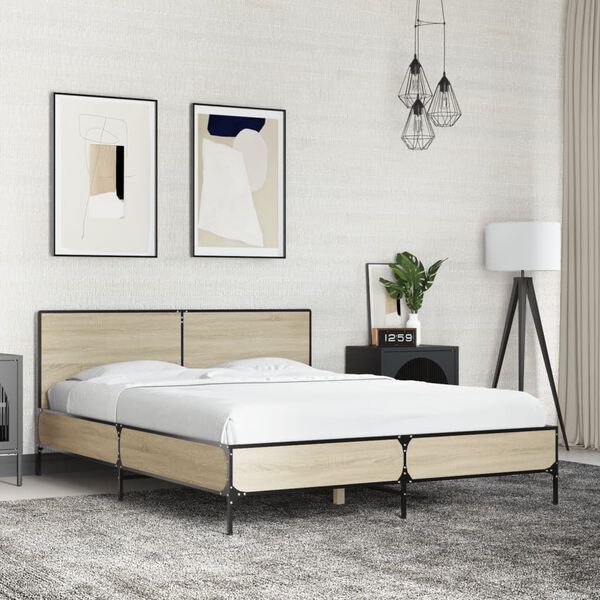 vidaXL Bed Frame without Mattress Sonoma Oak 135x190 cm Double