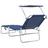 vidaXL Sun Lounger Folding 2-person 2 pcs Blue 58 x 188 x 77cm Fabric