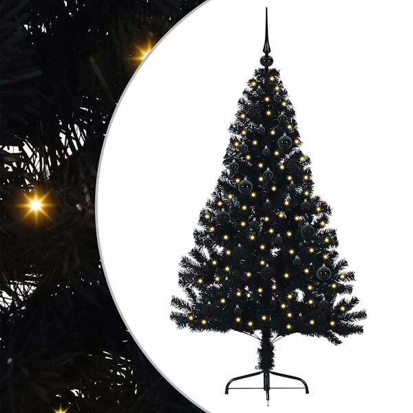 vidaXL Artificial Pre-lit Christmas Tree Black 150 cm PVC