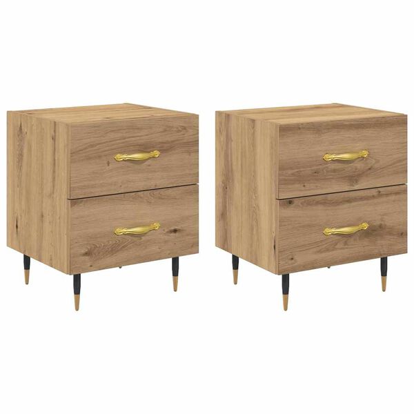 vidaXL Bedside Cabinet with Drawer 2 pcs Artisan Oak 40 x 35 x 47.5 cm
