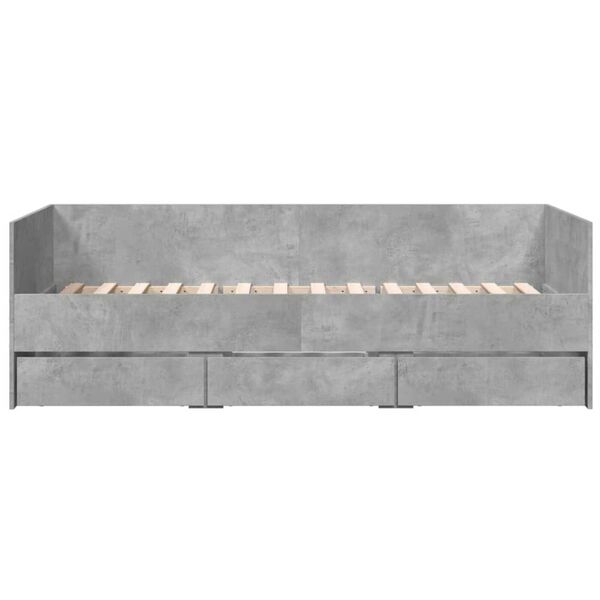 vidaXL Daybed with Drawers without Mattress Concrete Grey 90x200 cm