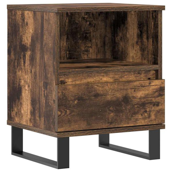 vidaXL Bedside Cabinet Smoked Oak 40x35x50 cm Engineered Wood