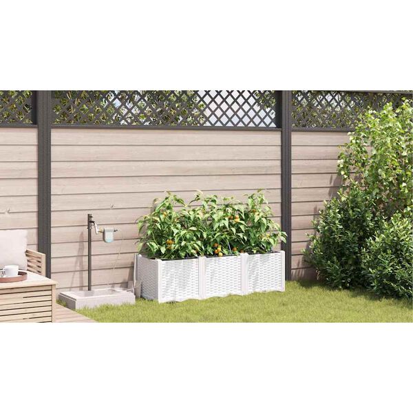 vidaXL Garden Planter 3 pcs White Plastic