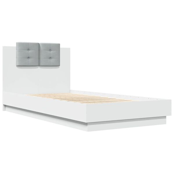 vidaXL Bed Frame with LED without Mattress White 75x190 cm Small Single