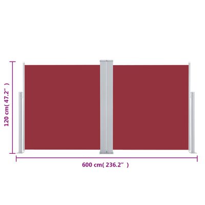 vidaXL Retractable Side Awning Red 117x600 cm