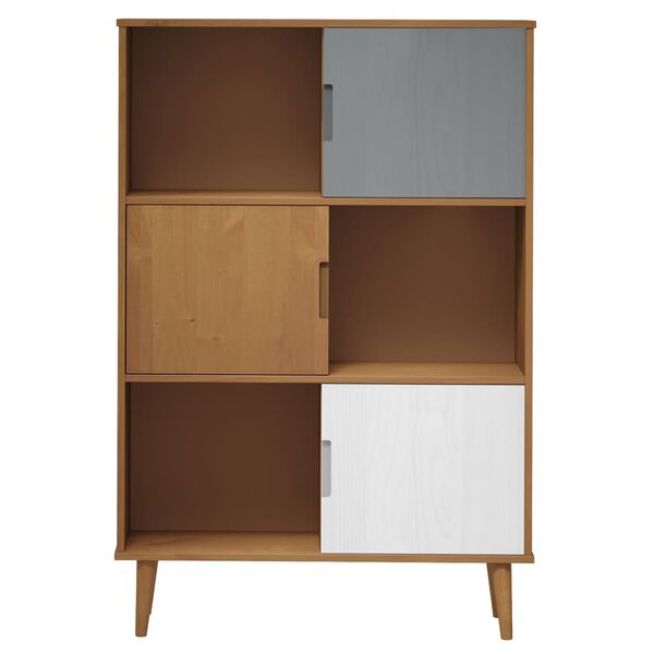 vidaXL Bookcase MOLDE Brown 90x35x133,5 cm Solid Wood Pine