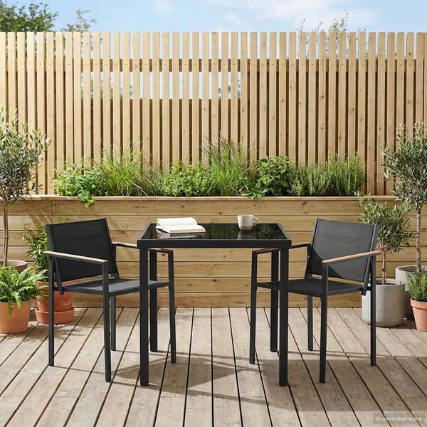 vidaXL Outdoor Furniture Set 3 pcs Black and Anthracite Textilene