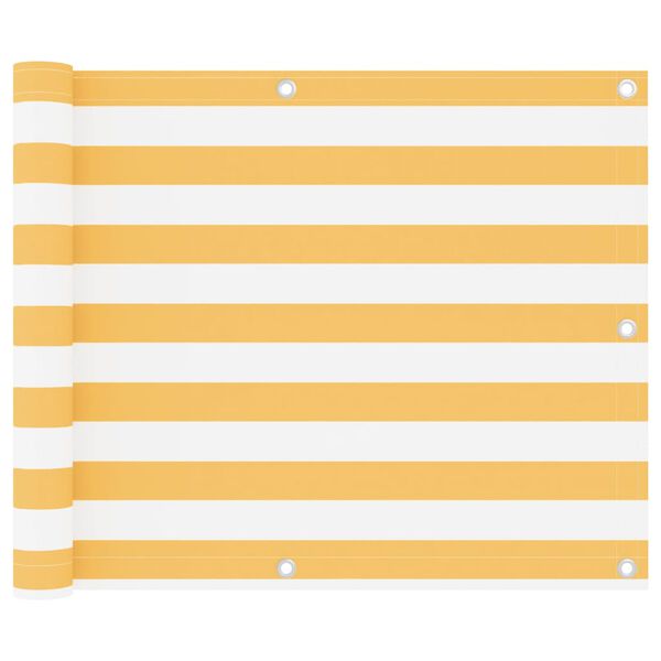 vidaXL Balcony Screen White and Yellow 75x300 cm Oxford Fabric