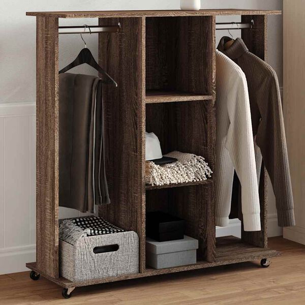 vidaXL Wardrobe with Wheels Brown Oak 102x38x110 cm Engineered Wood