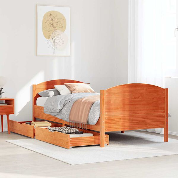 vidaXL Bed Frame without Mattress Wax Brown 100x200 cm Solid Wood Pine