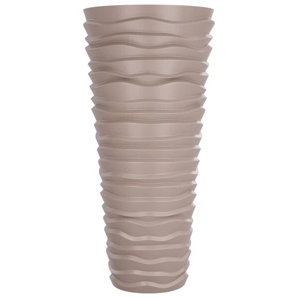 vidaXL Planter with Removable Inner Mocha 18/45 L PP Grooved Look