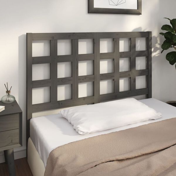 vidaXL Bed Headboard Grey 125.5x4x100 cm Solid Wood Pine