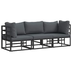 vidaXL Outdoor Furniture 3 Piece Black and Anthracite Metal